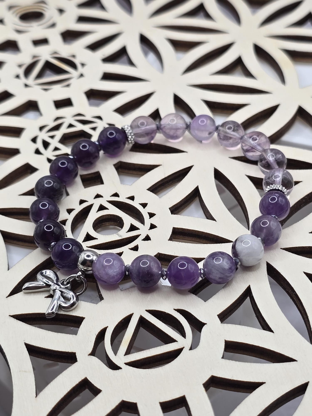 Bracelet Améthyste chevron, claire et foncée 0,8 cm