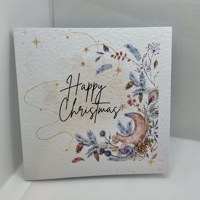 Personalised Christmas card. Traditional Floral design 