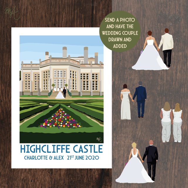 Highcliffe Castle, Personalised Wedding Venue Print