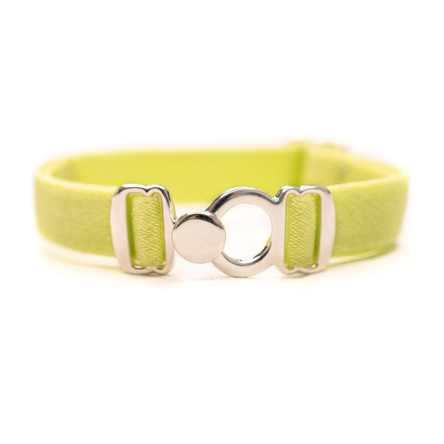 Bracelet Koutur argenté et ruban anis