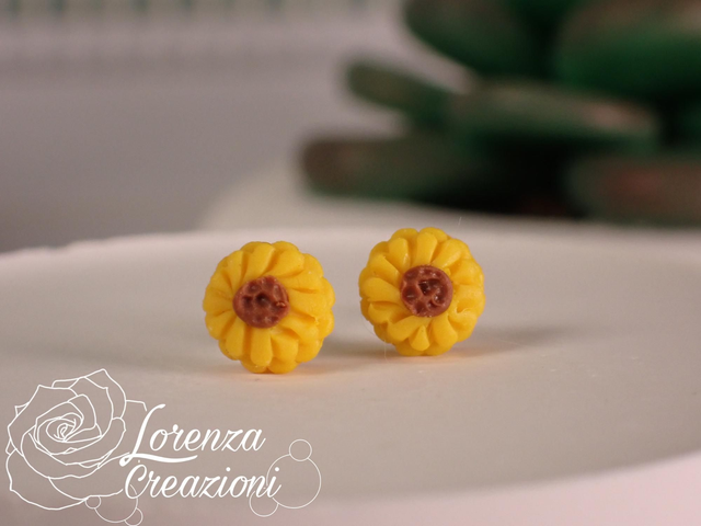 Orecchini a lobo girasole taglia S