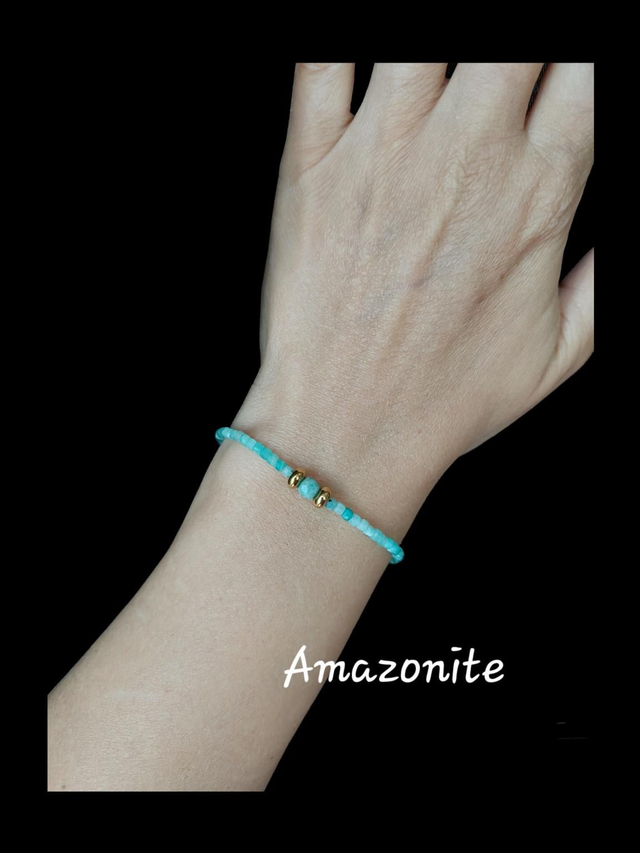 Bracelet femme “Évasion Amazonite” – Amazonite &amp; acier inoxydable – Ajustable et délicat