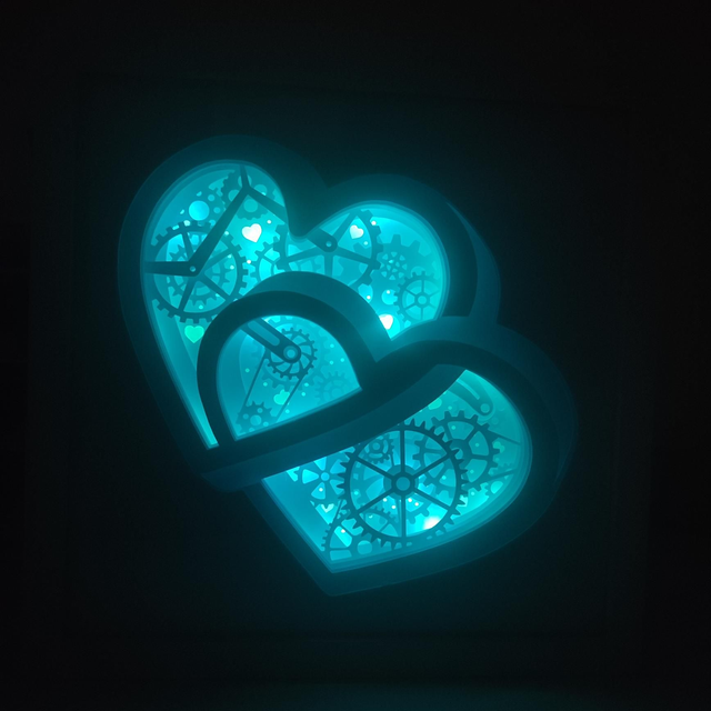 Lightbox coeurs entrelacés et engrenages