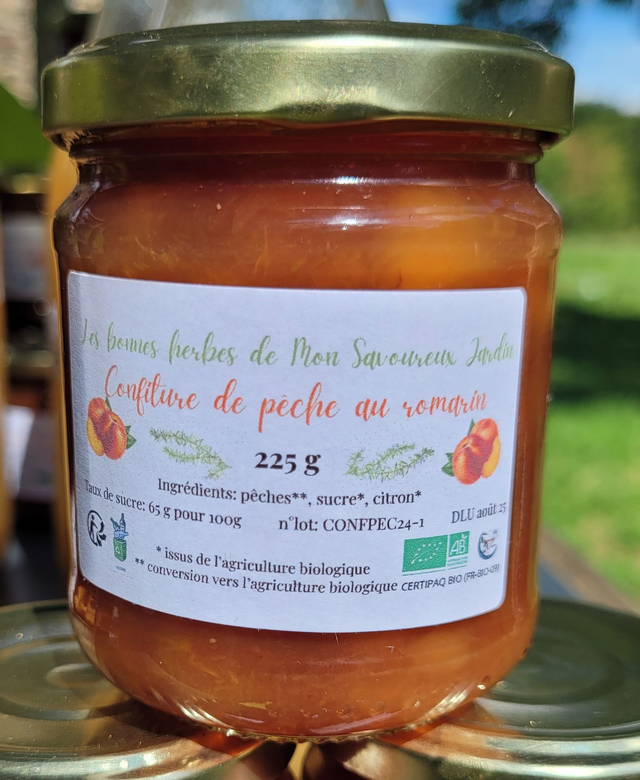 Confiture de pêches au romarin