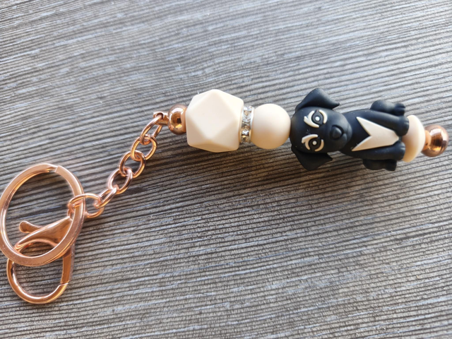 Porte clef doré rose pépite 