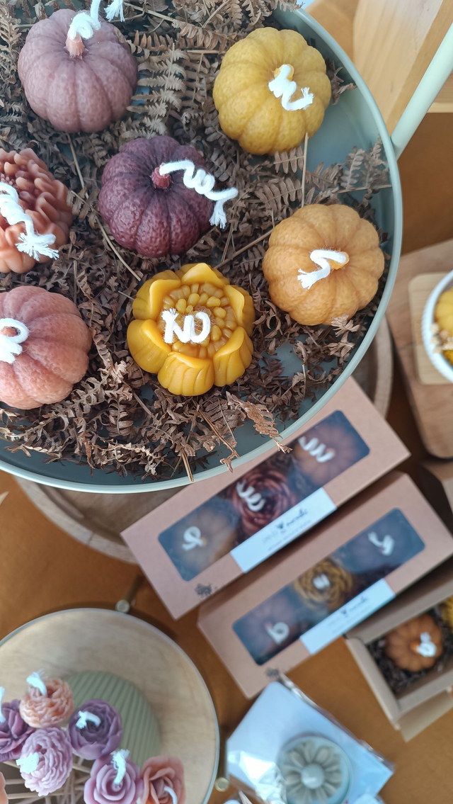 Collection Bougies d&#039;Automne – 3 Bougies Artisanales en Cire d’Abeille