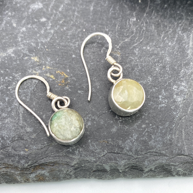 Quartz Bezel Drop Earrings Lemon and Lime in Silver
