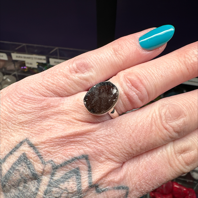 Smoky Quartz Rough Ring Oval