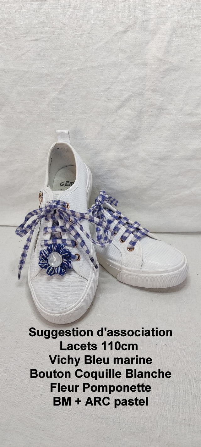 Petits Pas Fleuris Vichy Bleu Marine