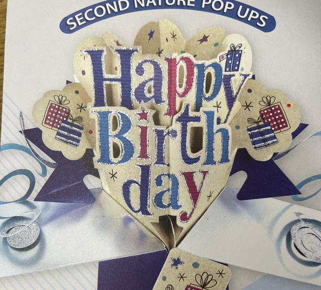 Open male birthday pop out card