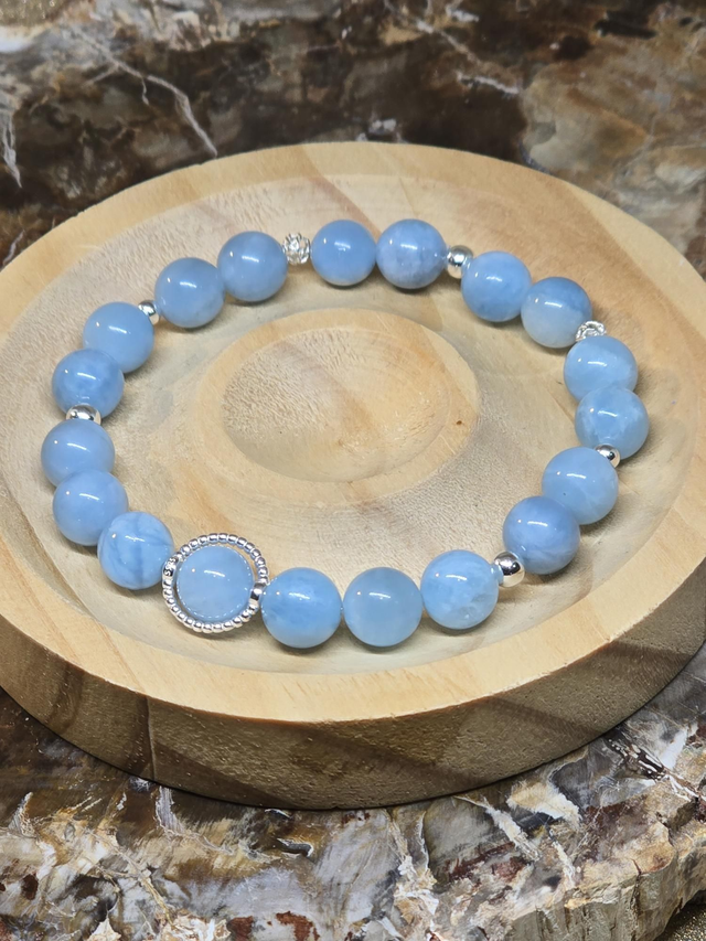 Bracelet Aigue marine qualité AA en 0,8 cm 