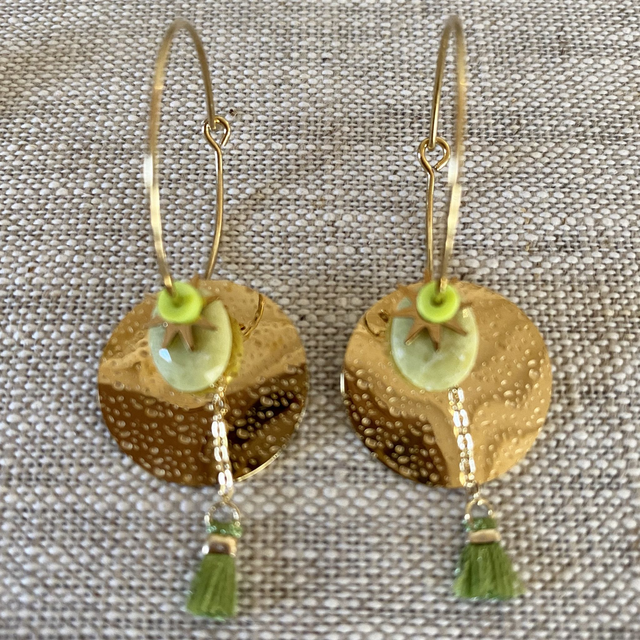 Boucles d&#039;oreilles en acier inoxydable  jaunes