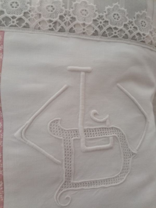 Housse de coussin très beau mon ogramme "LD" toile à matelas