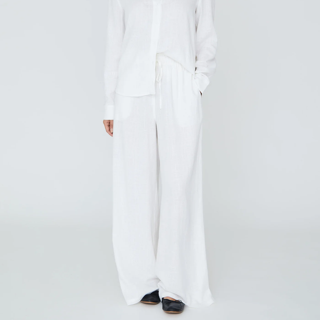 Linen Blend Pants White