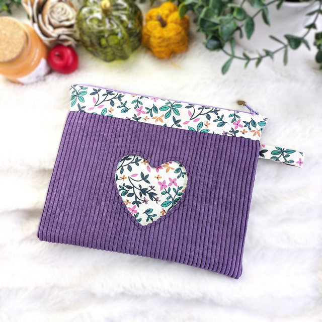 Trousse plate Petit Cœur - Violette