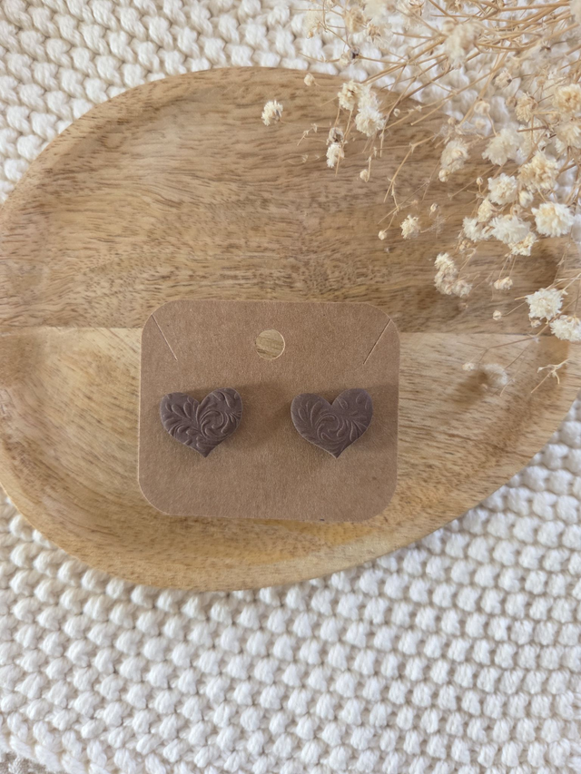 Cœurs coloris Cuir et arabesques