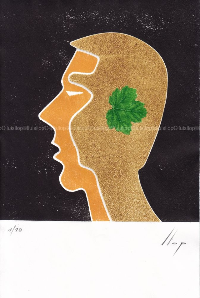 grabado calcográfico y gofrados 31x20 - "escuchando el bosque"