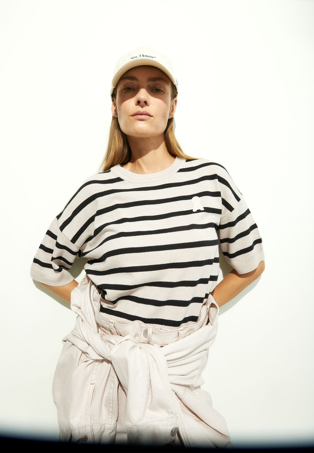 ARMEDANGELS LIZAA LINO STRIPES, raw white-night sky