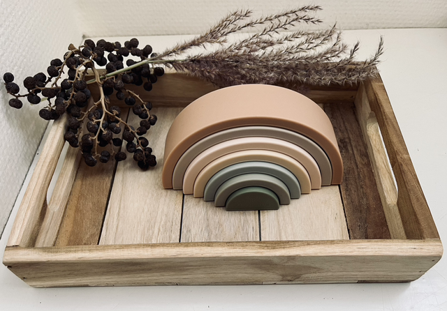 Siliconen stapeltoren regenboog