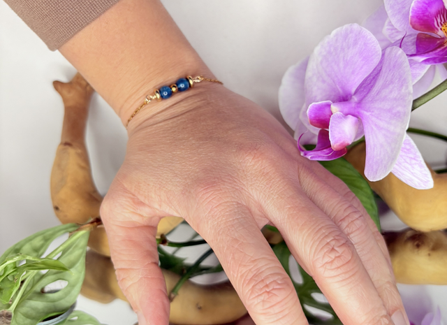 Bracelet en apatite et acier inoxydable doré