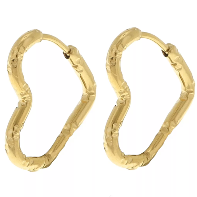 Créoles cœur diamanté 19x16 mm - acier inoxydable x2