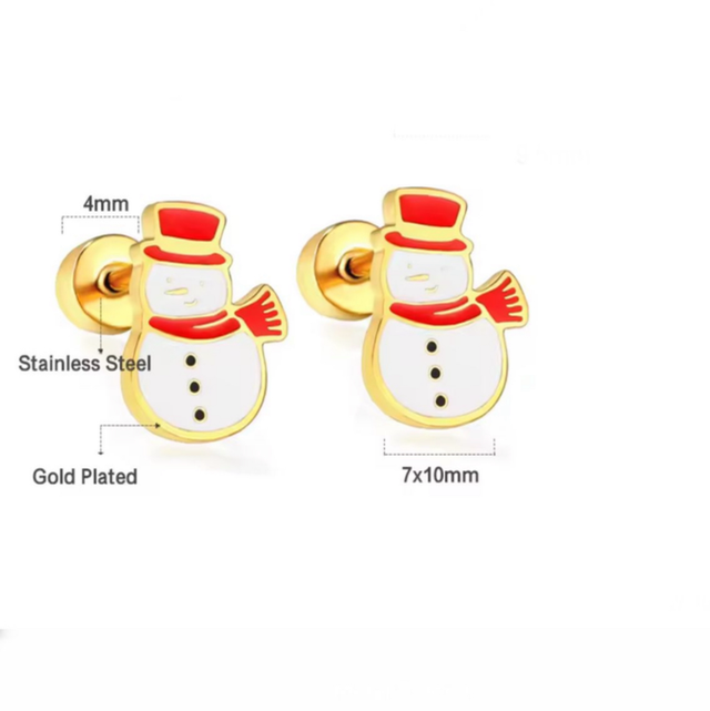 Gold Snowman Mini Comfort Back Studs