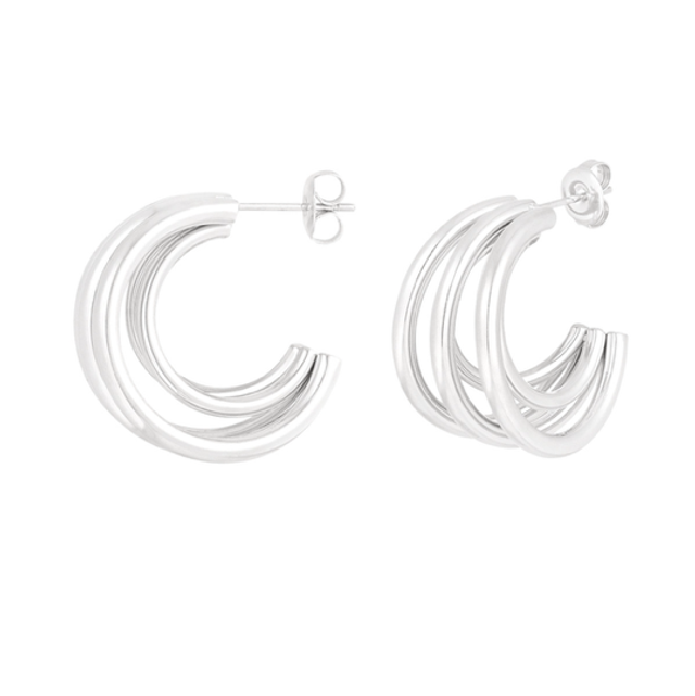 Oorbellen double twisted zilver