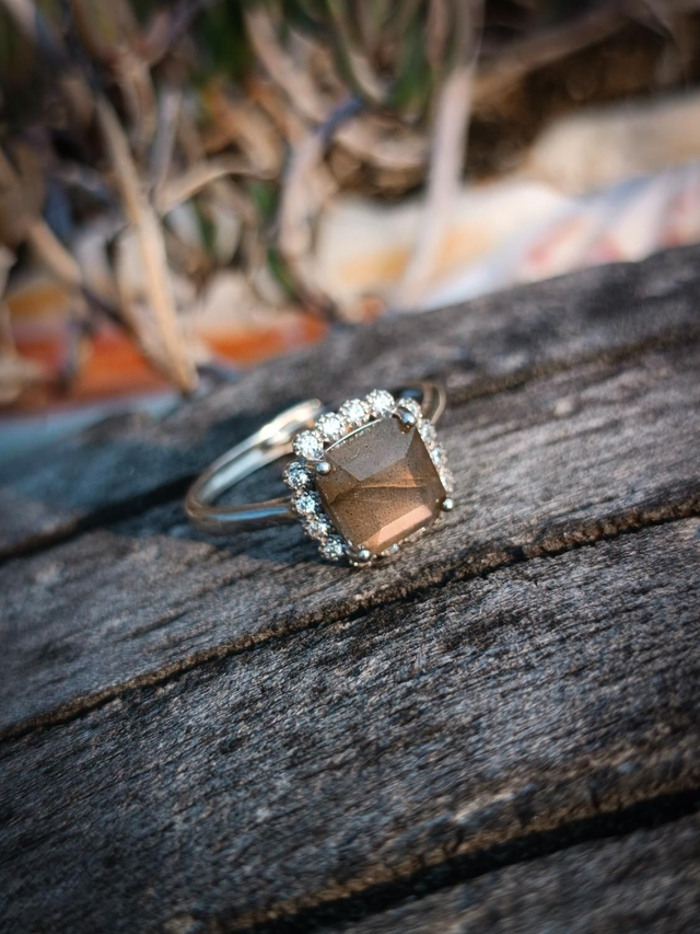 Bague Argent 925 Labradorite et Oxyde de Zirconium 