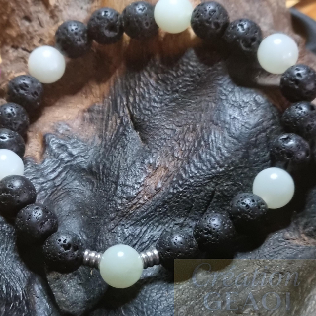 Pierre de lave et jade vert