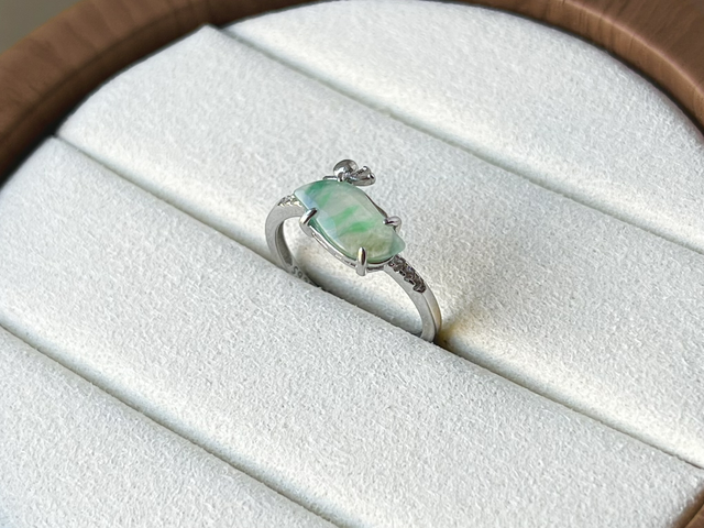 Bague en jade &amp; argent 925 (ajustable) - ZSJ043