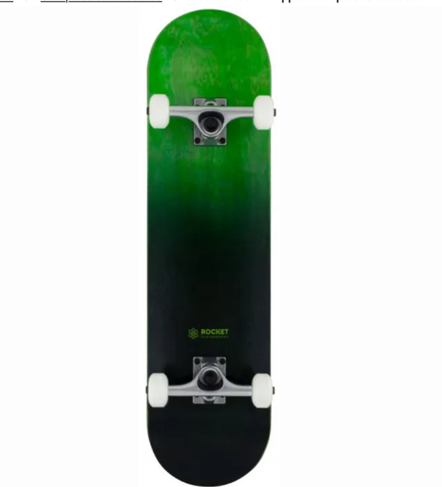 Rocket Double Dipped Complete Skateboard - Green 8''