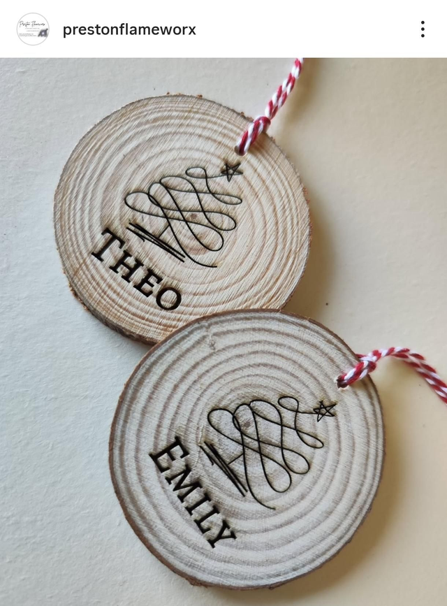 Rustic Tree Name Bauble 