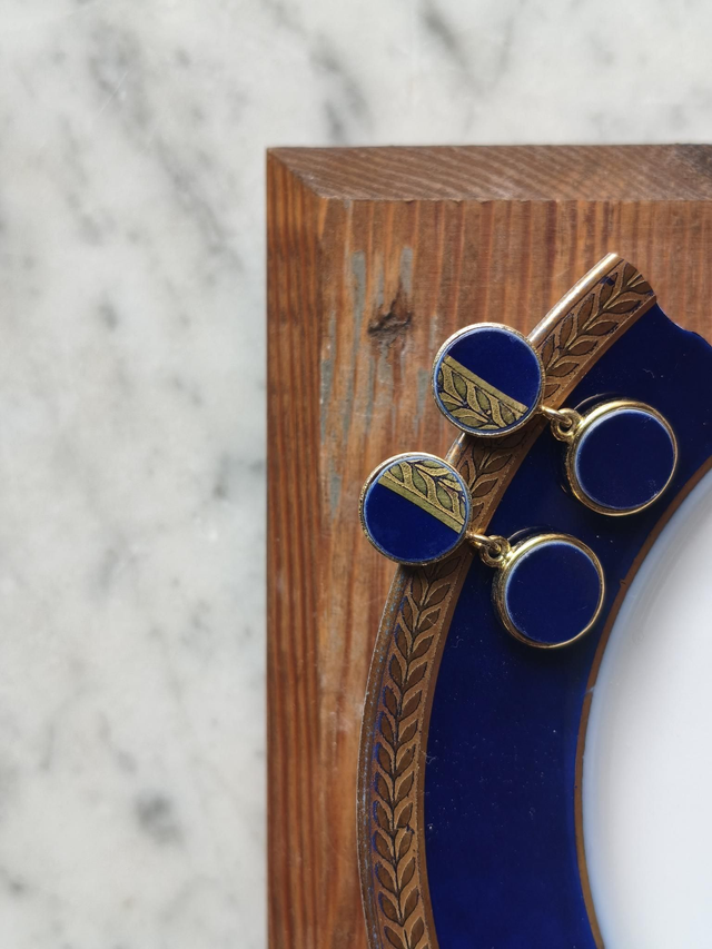Boucles d'oreilles pendantes - porcelaine et laiton - porcelaine de Limoges, Delinières &amp; Co | no.3