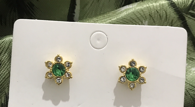 Green Stone Stud Earrings - STU90