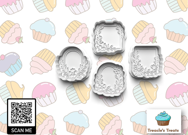 Floral Frames Fondant/cookie stamps with cutters 