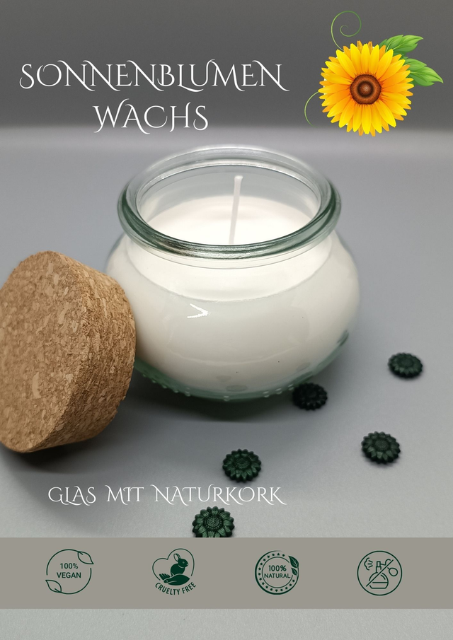 Sonnenblumenwachs Kerze Glas Tulpe /Gr. M