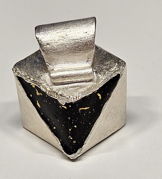 3D cube pendant with 24K gold leaf flakes