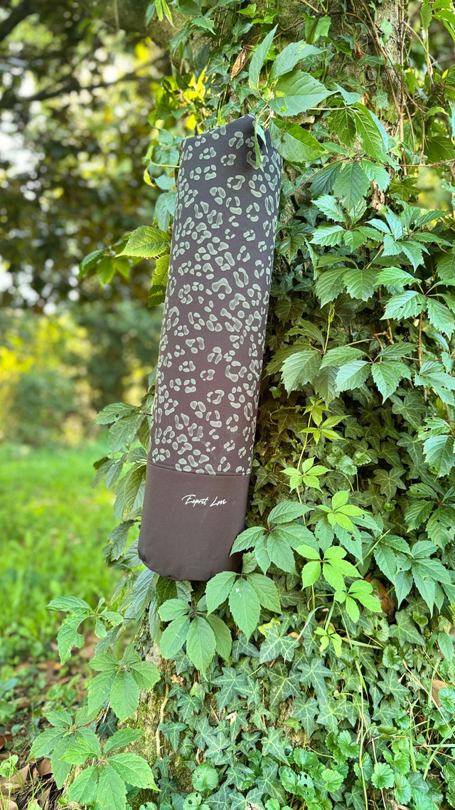 Sac pour tapis de fitness imperméable – motif léopard noir et gris (SANS POCHE)