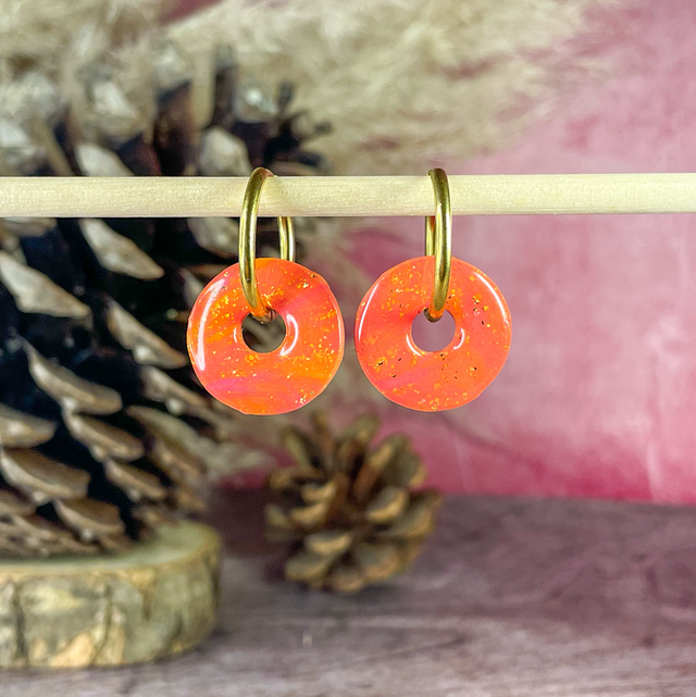 Boulons - orange/rose &amp; or (sans créoles)