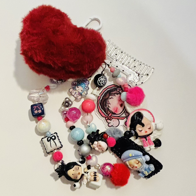 Skull Panda inspired design beaded keychain