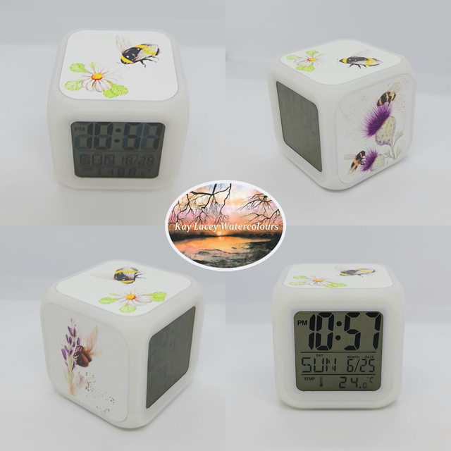 Digital Alarm Clock with Bee Artwork