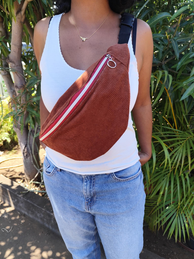 Sac banane XL velours chocolat 