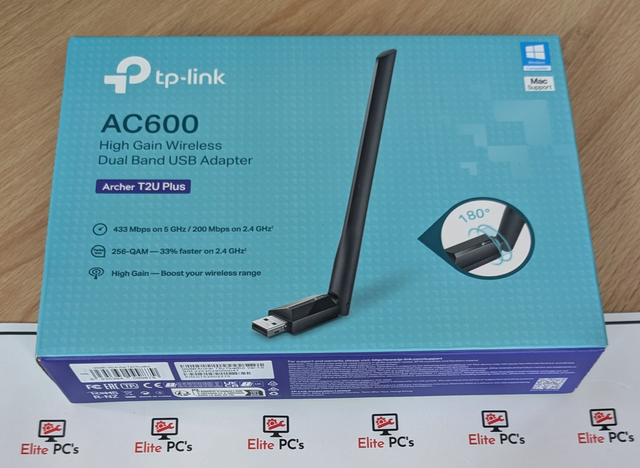 TP-LINK (Archer T2U Plus) AC600 (433+200) High Gain Wireless Dual Band USB Adapter