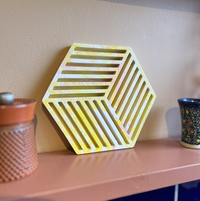 Trivet - pink and yellow