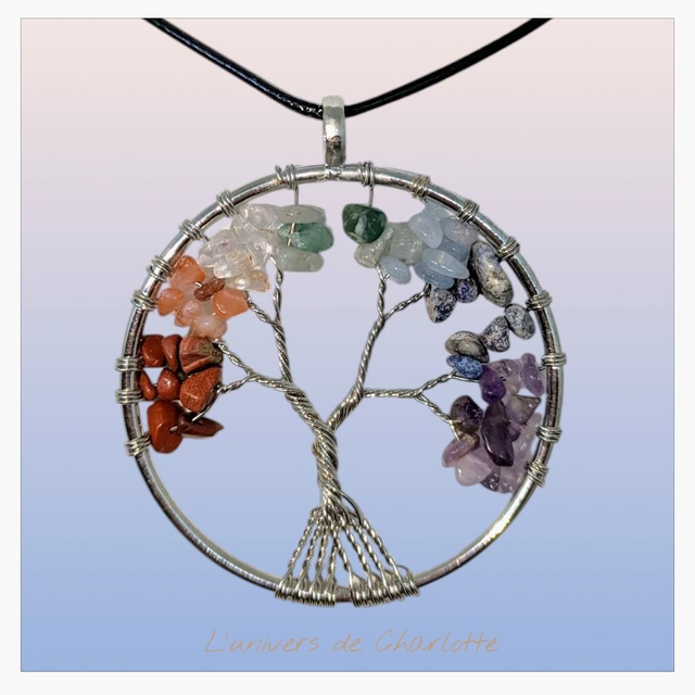 Pendentif &quot;7 chakras&quot; arbre de vie PN-300
