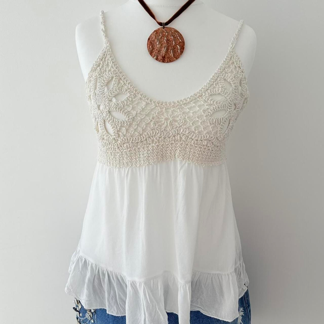 y2k crochet 100% cotton cami top  