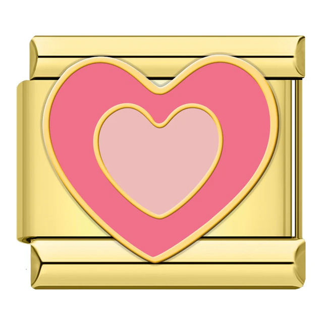 Charm Corazón Rosa Pastel Dorado