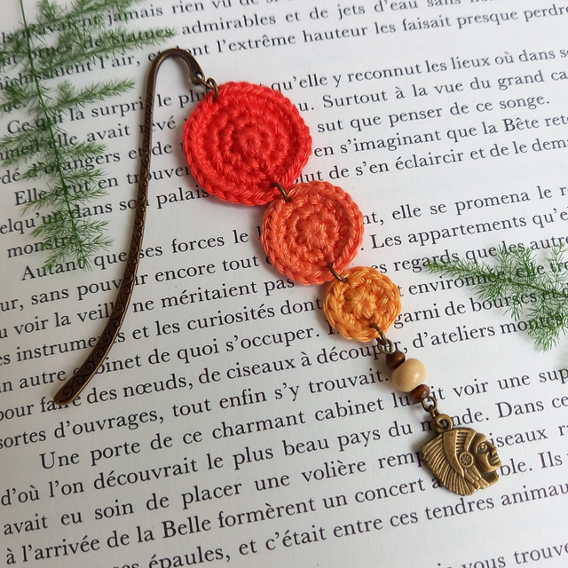 Marque-pages orange et bronze - Chef indien