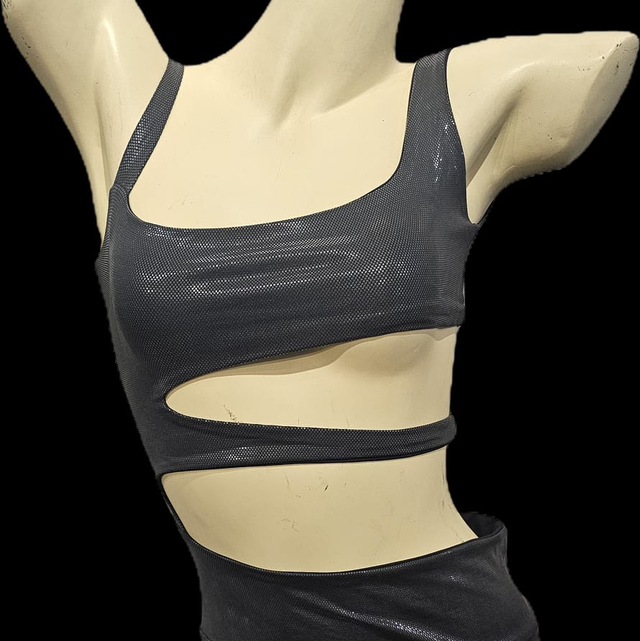 Kleid Mini crop wetlook black 8181005