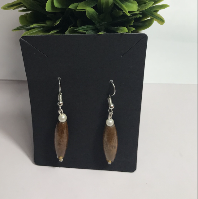Brown Wood Earrings-BWE2121
